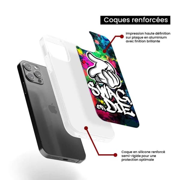 Coque i förstärkt silikon med tryck kompatibel med Samsung Galaxy S24 Ultra Swag or die