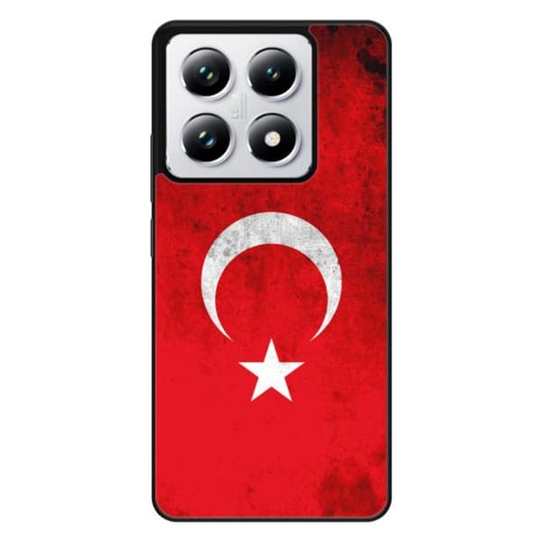 Siliconhölje med förstärkning, tryckt, kompatibel med Xiaomi 14T 4G, Turkiska flaggan