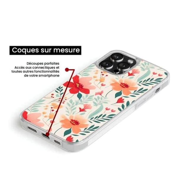 Coque i silikon med förstärkt tryck, kompatibel med Apple iPhone 15 Pro Max Flower wall