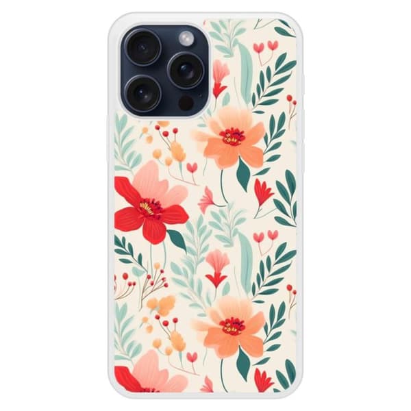 Coque i silikon med förstärkt tryck, kompatibel med Apple iPhone 15 Pro Max Flower wall