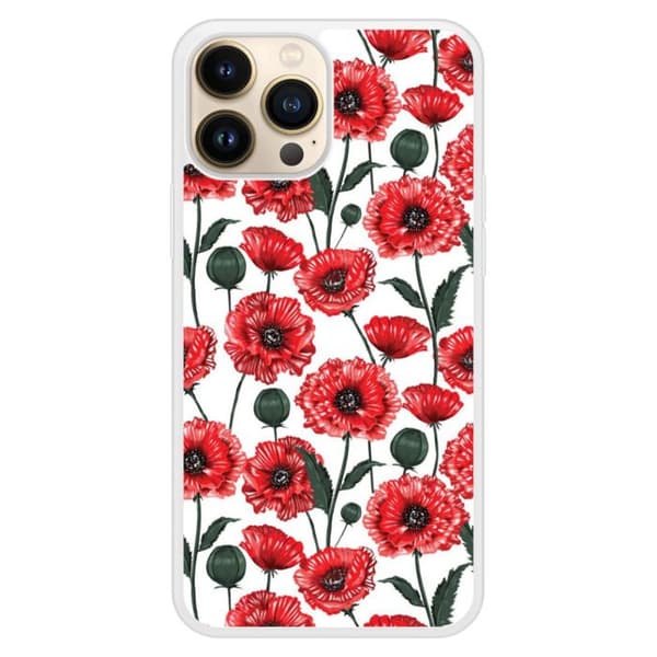Silikonskal med förstärkt tryck kompatibel med Apple iPhone 13 Pro Max Poppy Flowers
