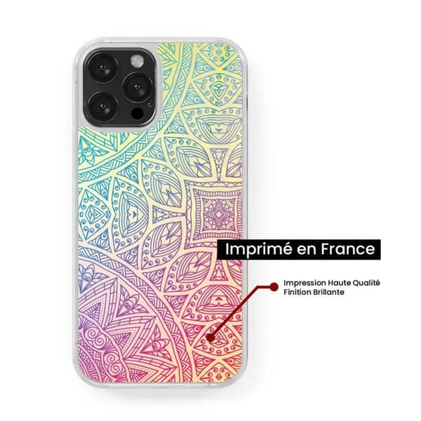 Coque i silikonförstärkt med tryck, kompatibel med Apple iPhone 15 Pro Mandala Pastell