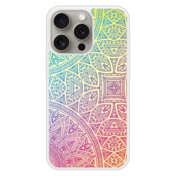Coque i silikonförstärkt med tryck, kompatibel med Apple iPhone 15 Pro Mandala Pastell