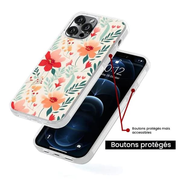 Siliconeförstärkt tryckt skal kompatibelt med Apple iPhone 13 Pro Blomvägg