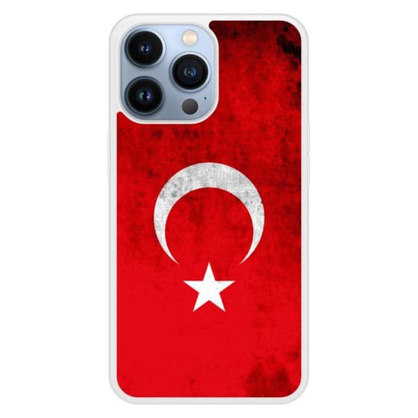 Förstärkt silikonöverdrag med tryck kompatibelt med Apple iPhone 13 Pro Turkiets flagga