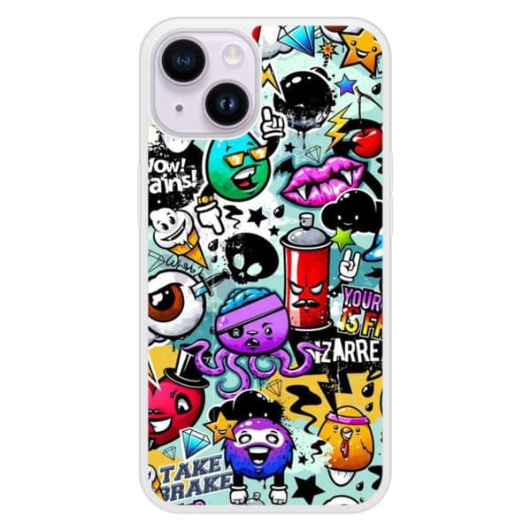 Siliconöverdrag med förstärkt tryck kompatibelt med Apple iPhone 14 Graffiti 2