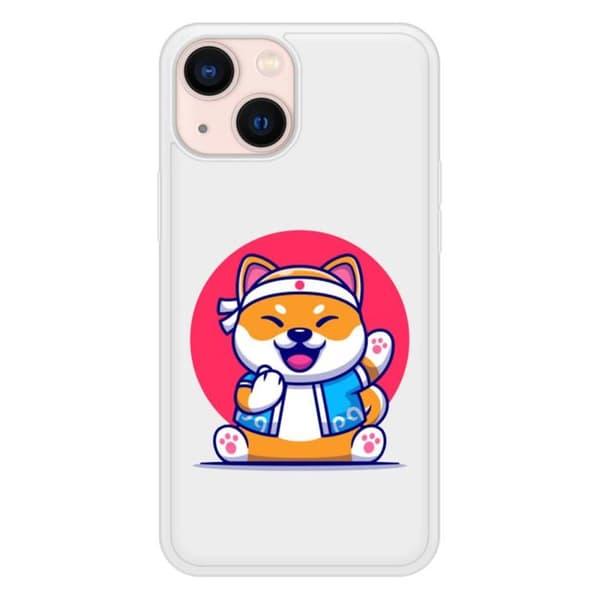 Förstärkt silikonfodral med tryck kompatibelt med Apple iPhone 13 Mini Shiba ninja