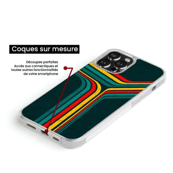 Coque i silikon med förstärkta tryck kompatibel med Apple iPhone 13 Pro Max Retro linjer