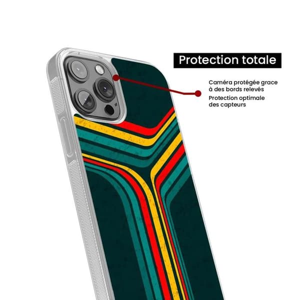 Coque i silikon med förstärkta tryck kompatibel med Apple iPhone 13 Pro Max Retro linjer
