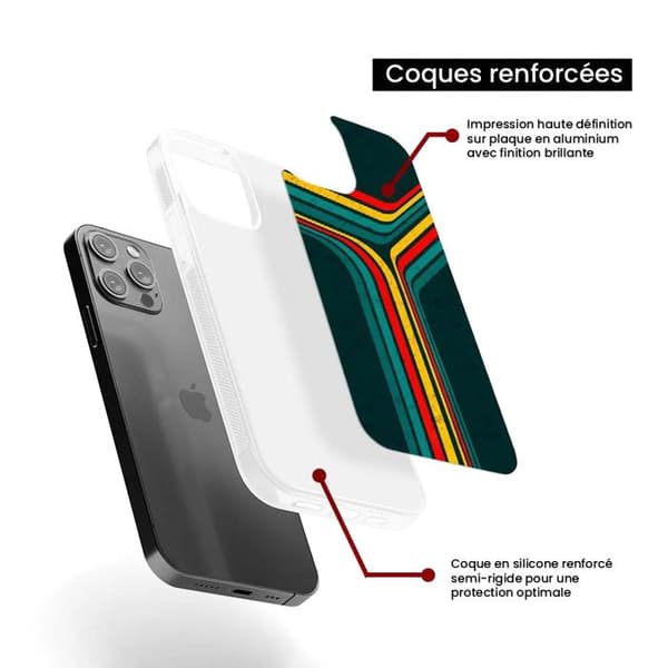 Coque i silikon med förstärkta tryck kompatibel med Apple iPhone 13 Pro Max Retro linjer
