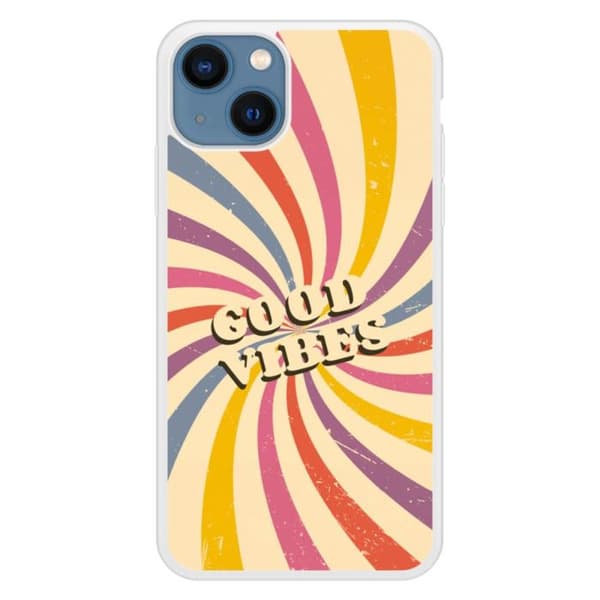 Coque i silikon förstärkt med tryck kompatibel med Apple iPhone 13 Bra vibbar