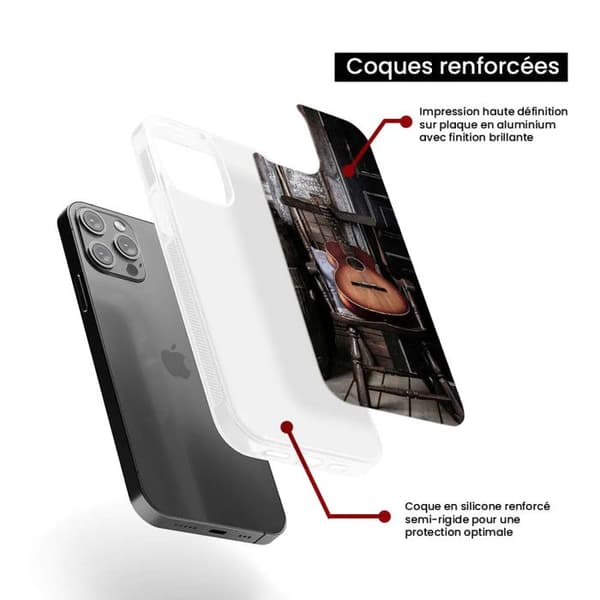 Siliconförstärkt tryckt fodral kompatibelt med Apple iPhone 13 Pro Gitarr