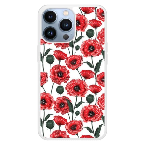 Reinforced silicone case printed compatible with Apple iPhone 13 Pro Poppy Flowers