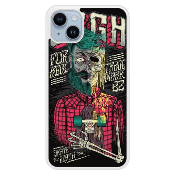 Reinforcerad silikonskal med tryck, kompatibel med Apple iPhone 14 Plus Skull Urgh