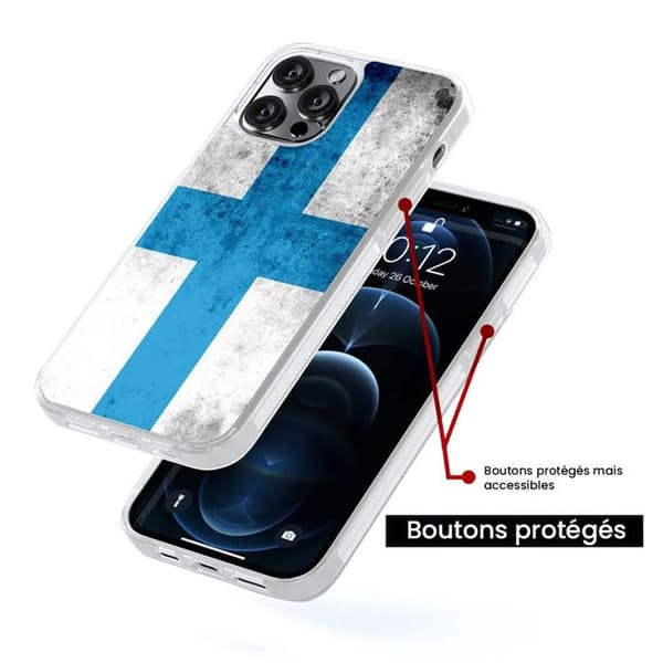 Skyddshölje i förstärkt silikon med tryck, kompatibelt med Apple iPhone 13 Pro Max, Marseille Flagga