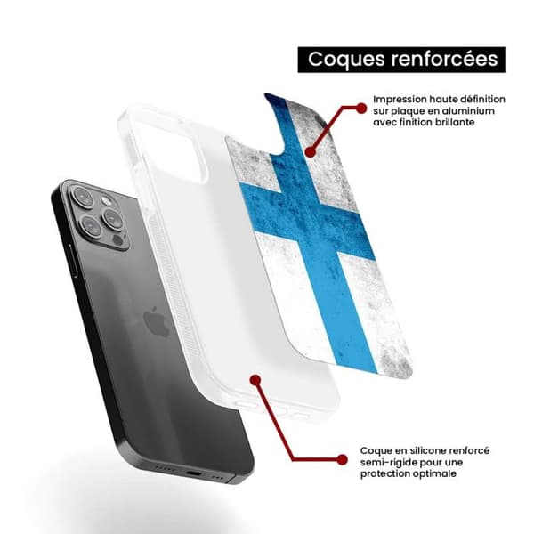 Skyddshölje i förstärkt silikon med tryck, kompatibelt med Apple iPhone 13 Pro Max, Marseille Flagga