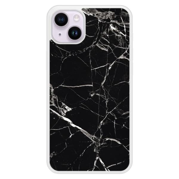 Coque i silikonförstärkt med tryck kompatibel med Apple iPhone 15 Plus Marmor Svart