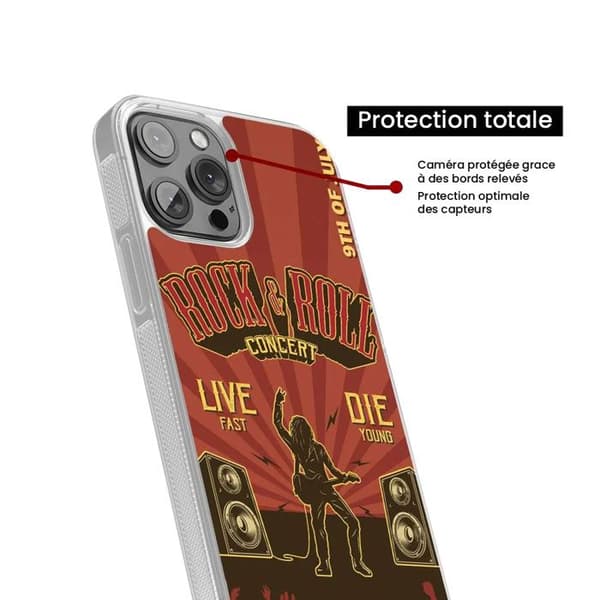 Förstärkt silikonförpackning med tryck kompatibel med Apple iPhone 14 Plus Rock and roll