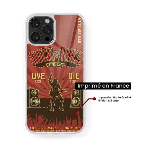 Förstärkt silikonförpackning med tryck kompatibel med Apple iPhone 14 Plus Rock and roll