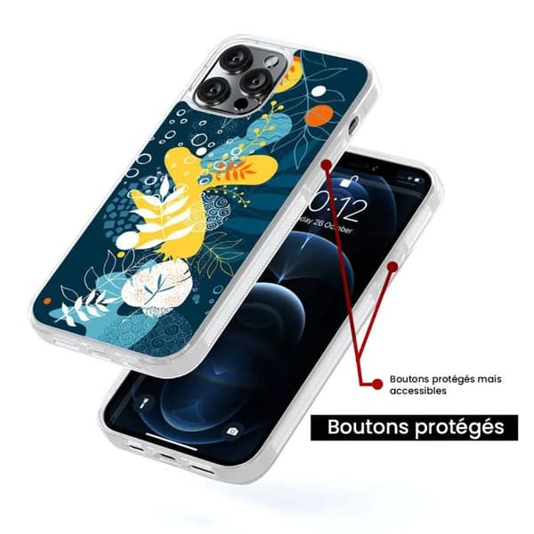 Skyddande silikonfodral med tryck, kompatibelt med Apple iPhone 16 Pro, havblommor