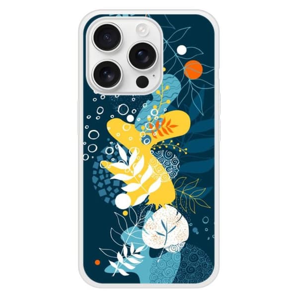 Skyddande silikonfodral med tryck, kompatibelt med Apple iPhone 16 Pro, havblommor