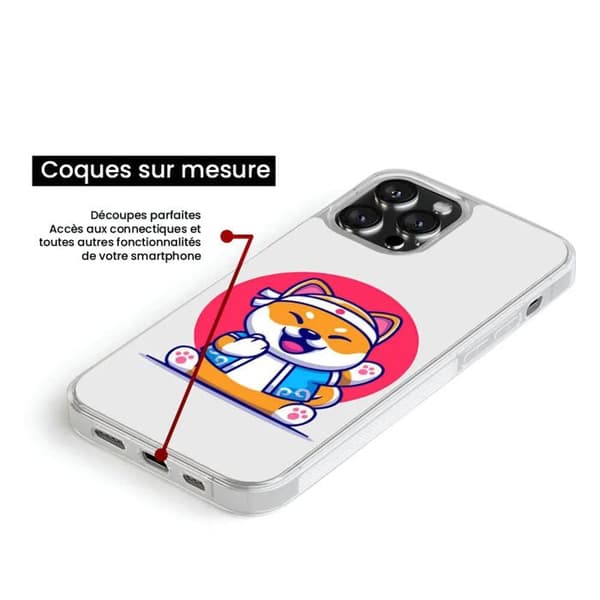 Siliconförstärkt skal med tryck kompatibelt med Apple iPhone 15 Pro Shiba ninja