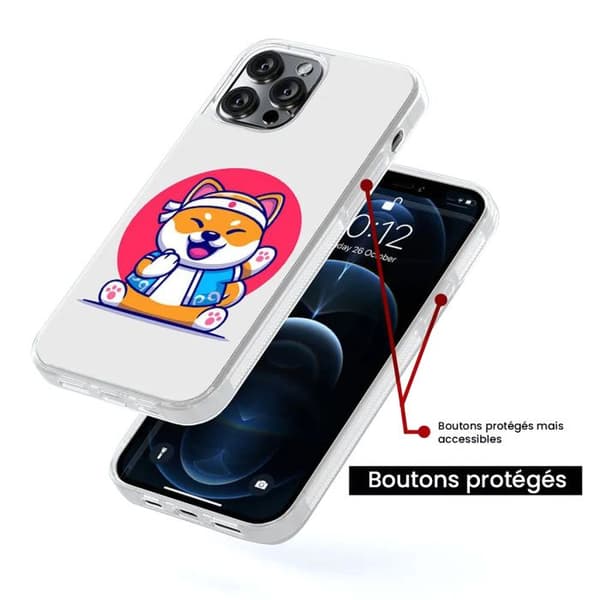 Siliconförstärkt skal med tryck kompatibelt med Apple iPhone 15 Pro Shiba ninja