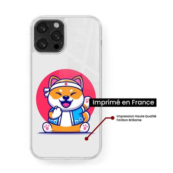Siliconförstärkt skal med tryck kompatibelt med Apple iPhone 15 Pro Shiba ninja