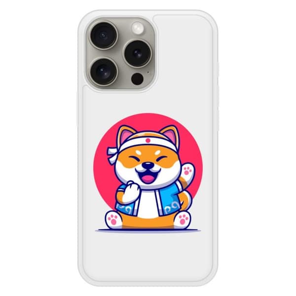 Siliconförstärkt skal med tryck kompatibelt med Apple iPhone 15 Pro Shiba ninja