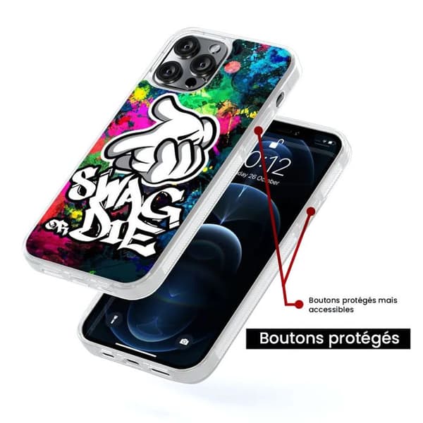 Siliconförstärkt tryckt skal kompatibelt med Apple iPhone 14 Pro Max Swag or die