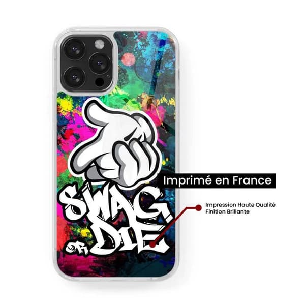 Siliconförstärkt tryckt skal kompatibelt med Apple iPhone 14 Pro Max Swag or die