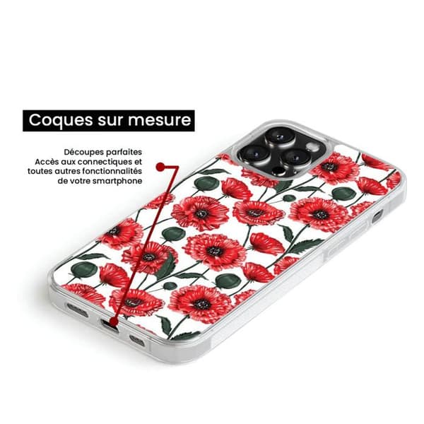 Silikonförstärkt tryckt skal kompatibelt med Apple iPhone 16 Pro Max Vallmo Blommor