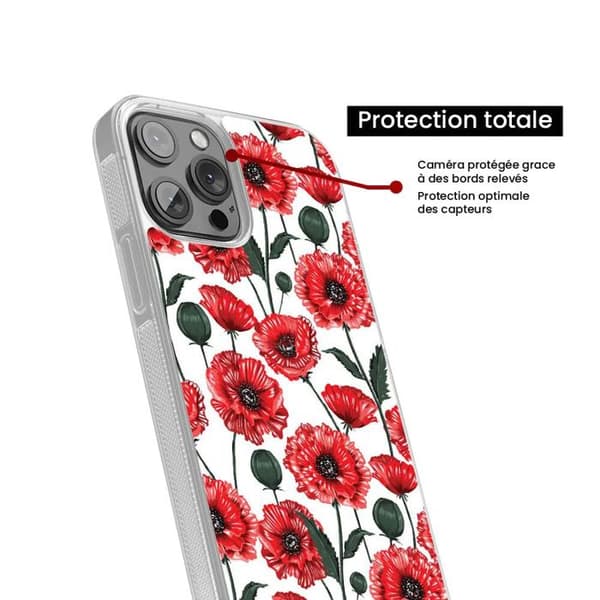 Silikonförstärkt tryckt skal kompatibelt med Apple iPhone 16 Pro Max Vallmo Blommor