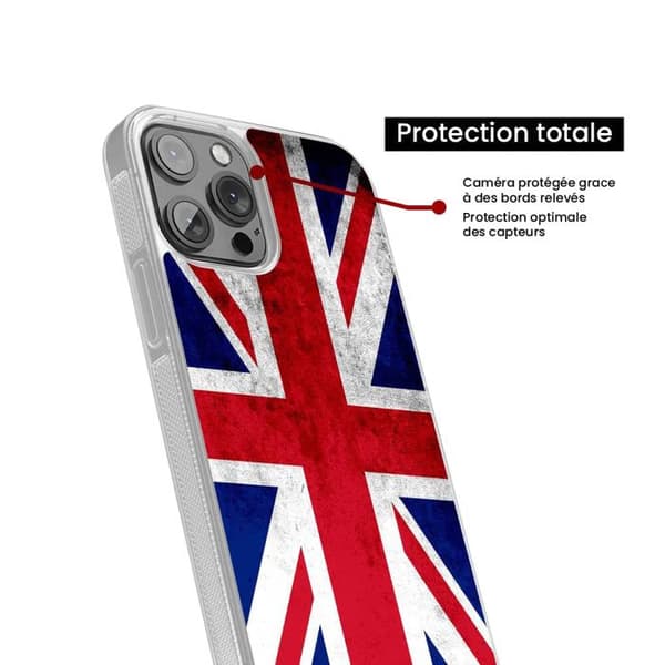 Förstärkt silikonetui med tryck kompatibel med Apple iPhone 13 Mini England flagga