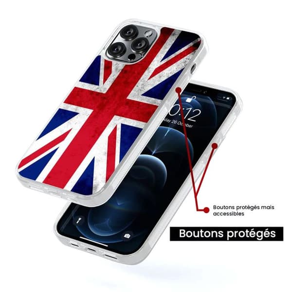 Förstärkt silikonetui med tryck kompatibel med Apple iPhone 13 Mini England flagga