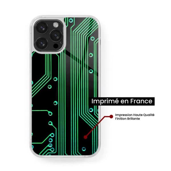 Förstärkt silikonfodral med tryck, kompatibelt med Apple iPhone 13 Pro Max, geek-kretsstruktur