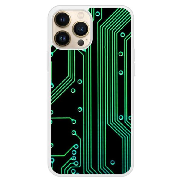 Förstärkt silikonfodral med tryck, kompatibelt med Apple iPhone 13 Pro Max, geek-kretsstruktur