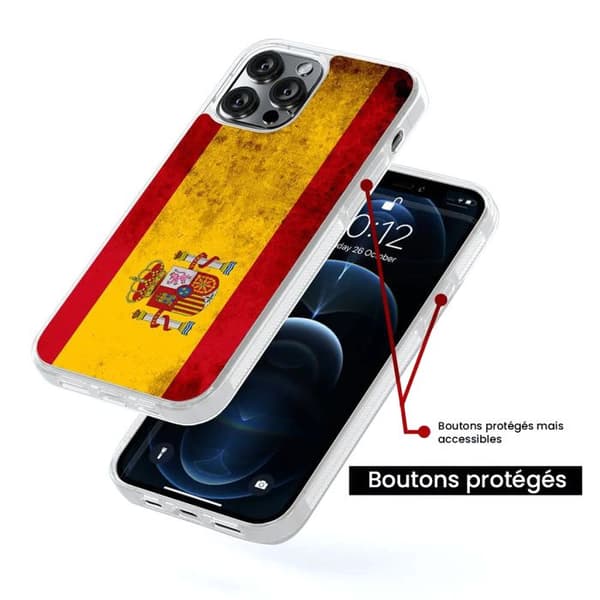 Coque i förstärkt silikon med tryck kompatibel med Samsung Galaxy S24 FE Spansk flagga