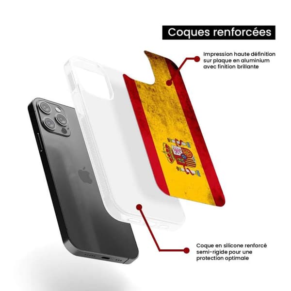 Coque i förstärkt silikon med tryck kompatibel med Samsung Galaxy S24 FE Spansk flagga