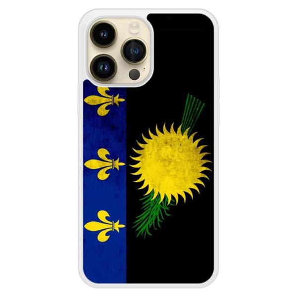 Förstärkt silikonfodral med tryck kompatibelt med Apple iPhone 14 Pro Max Guadeloupe-flagga
