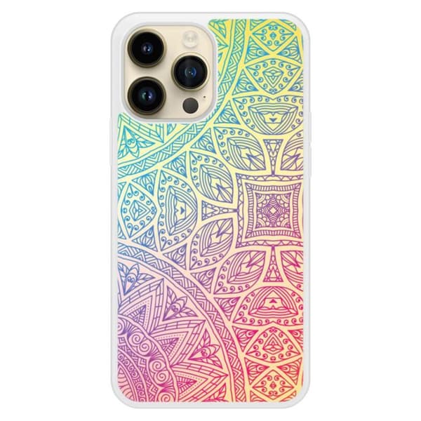 Förstärkt silikonskal tryckt kompatibelt med Apple iPhone 14 Pro Max Mandala Pastell