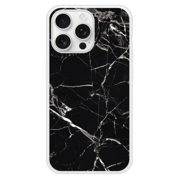 Siliconfodral förstärkt med tryck, kompatibel med Apple iPhone 16 Pro Max, Svart marmor