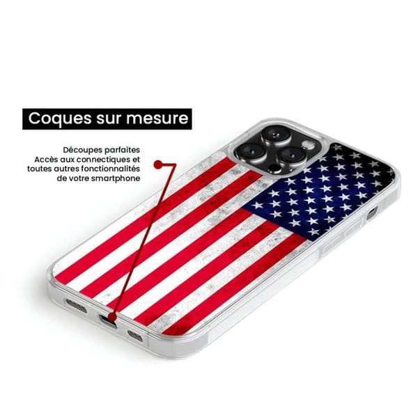 Siliconeförstärkt skal med tryck kompatibelt med Apple iPhone 15 USA-flagga