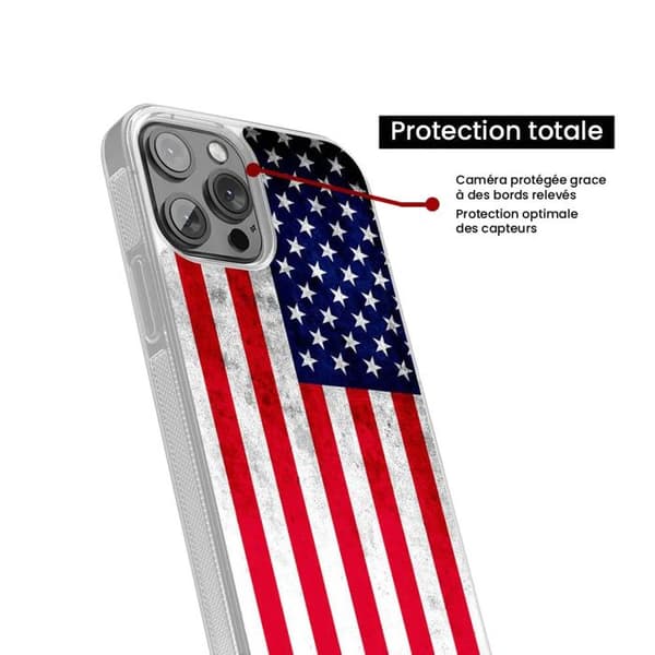 Siliconeförstärkt skal med tryck kompatibelt med Apple iPhone 15 USA-flagga