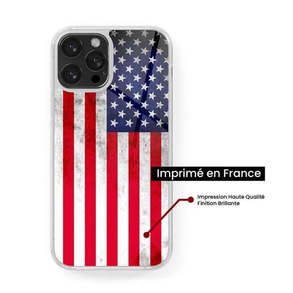 Siliconeförstärkt skal med tryck kompatibelt med Apple iPhone 15 USA-flagga