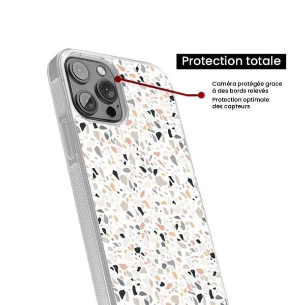 Förstärkt silikonform med tryck, kompatibel med Samsung Galaxy S22 Ultra, Terrazzo-färg