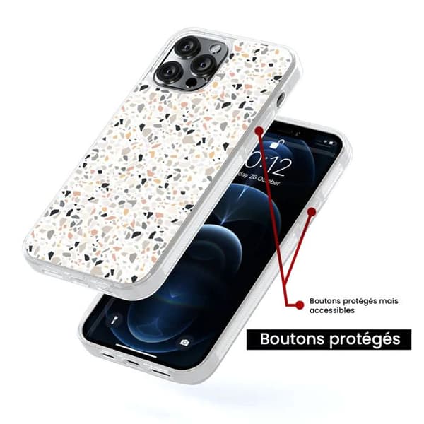 Förstärkt silikonform med tryck, kompatibel med Samsung Galaxy S22 Ultra, Terrazzo-färg