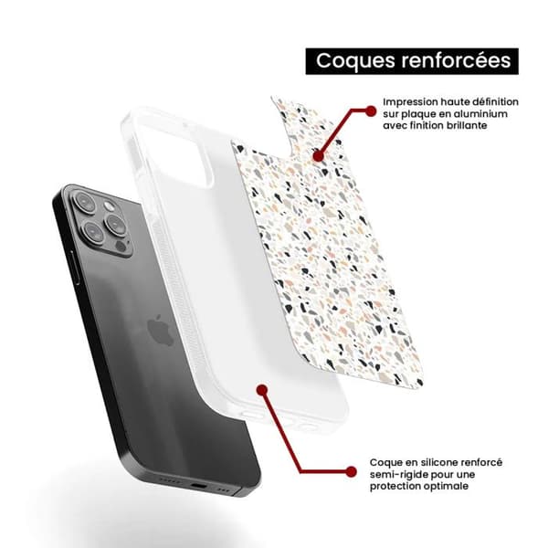 Förstärkt silikonform med tryck, kompatibel med Samsung Galaxy S22 Ultra, Terrazzo-färg