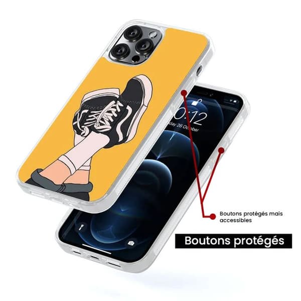 Coque i förstärkt silikongummi med tryck, kompatibel med Samsung Galaxy S23 Ultra Sneakers