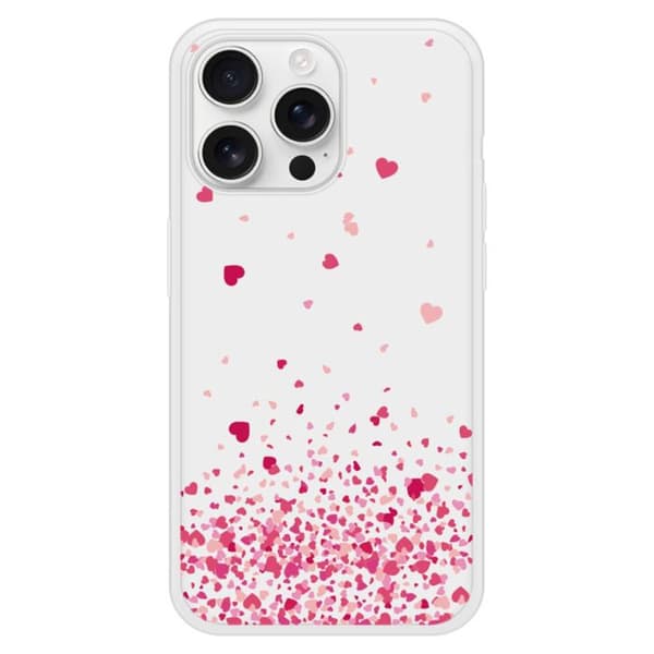 Siliconförstärkt skal med tryck kompatibelt med Apple iPhone 16 Pro Max, rosa hjärt-konfetti